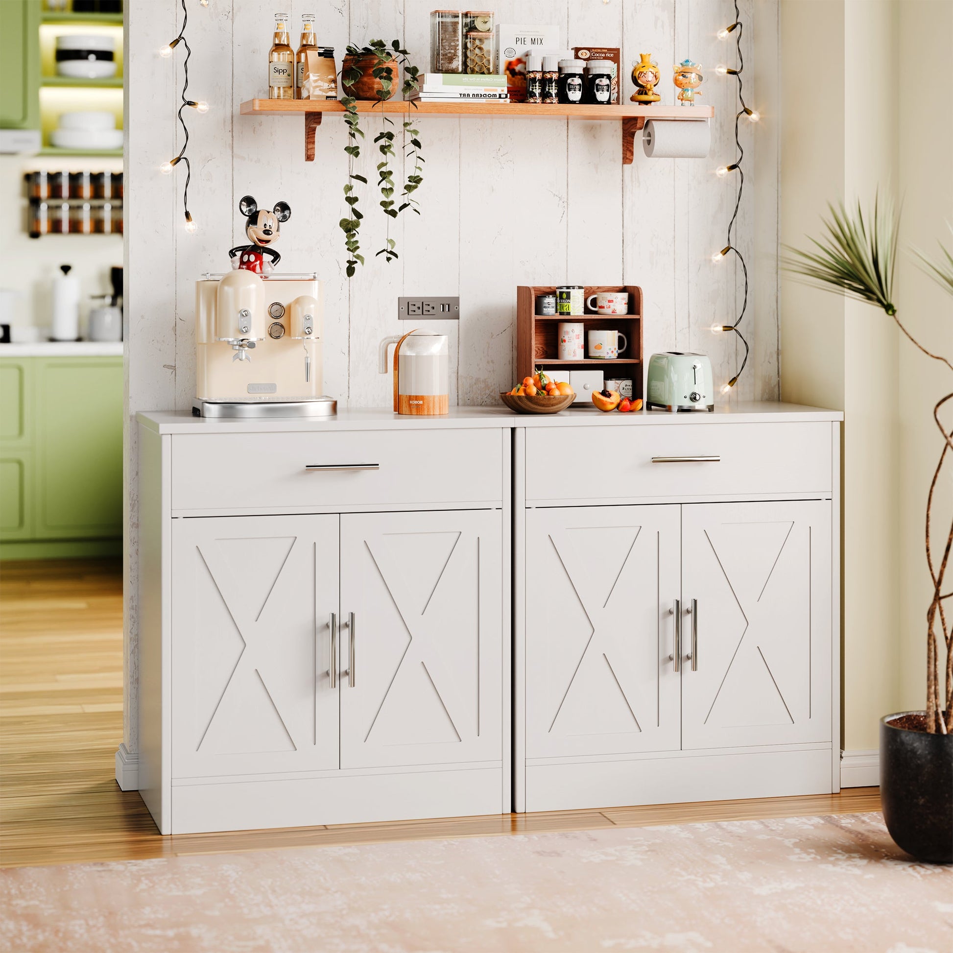 sobaniilowholesale Kitchen Buffet Sideboard Cabinet with Adjustable Shelf,Wooden Storage Cabinet with 2 Doors and 1 Drawers,Modern Farmhouse Coffee Bar Cabinet with Storage for Kitchen/Living Room,Grey (7610077905072)