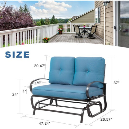 sobaniilowholesale 2-Seat Outdoor Loveseat With Fabric Cushions#color_blue