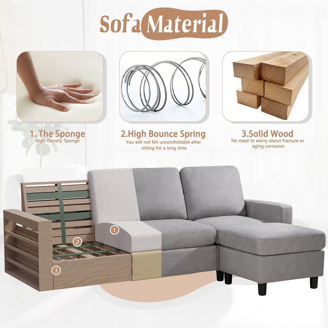 sobaniilowholesale Sectional Sofa With Long Storage Ottoman For Small Apartment#color_light-grey (7136755155120)