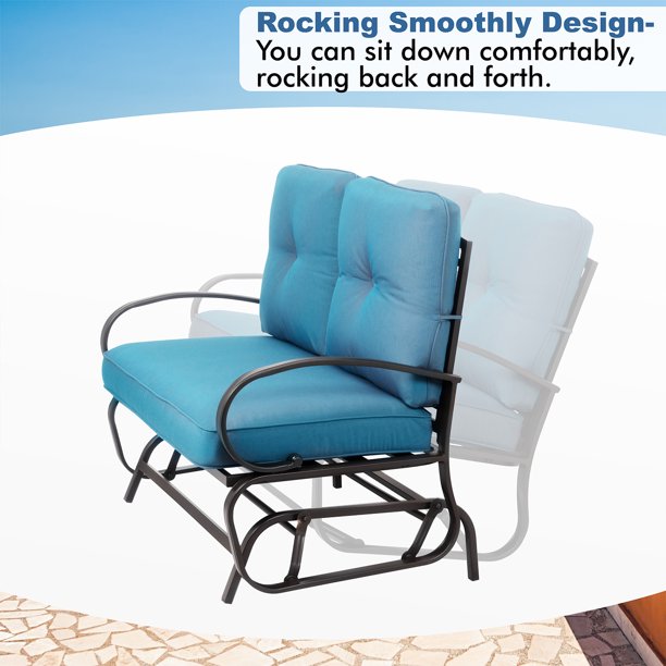 sobaniilowholesale 2-Seat Outdoor Loveseat With Fabric Cushions#color_blue