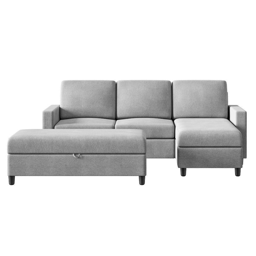 sobaniilowholesale Sectional Sofa With Long Storage Ottoman For Small Apartment#color_light-grey (7136755155120)