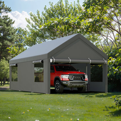 sobaniilowholesale Carport, 10x20 ft Heavy Duty Carport Canopy with Roll-up Windows, Portable Garage for Car, Truck, Boat (7404387926192)