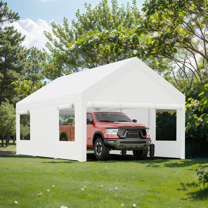 sobaniilowholesale Carport, 10x20 ft Heavy Duty Carport Canopy with Roll-up Windows, Portable Garage for Car, Truck, Boat (7404387926192)