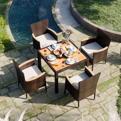 sobaniilowholesale 5 Pieces/ 7 Pieces Patio Dining Set, Square Wood Table (7047179927728)