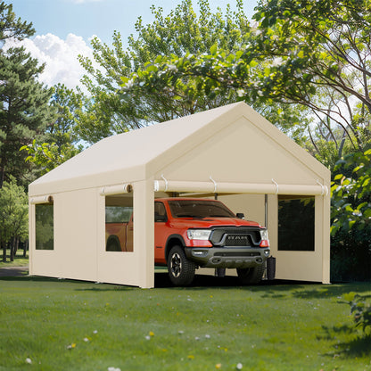 sobaniilowholesale Carport, 10x20 ft Heavy Duty Carport Canopy with Roll-up Windows, Portable Garage for Car, Truck, Boat (7404387926192)