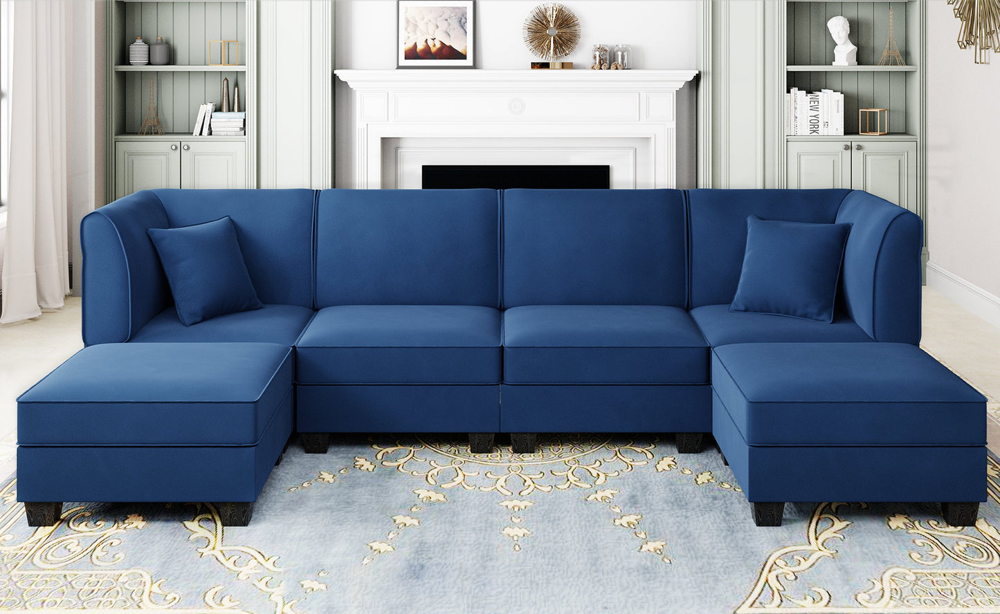 sobaniilowholesale  U-Shape Convertible Sectional Sofa Couch with 6 Seats
#color_dark-blue