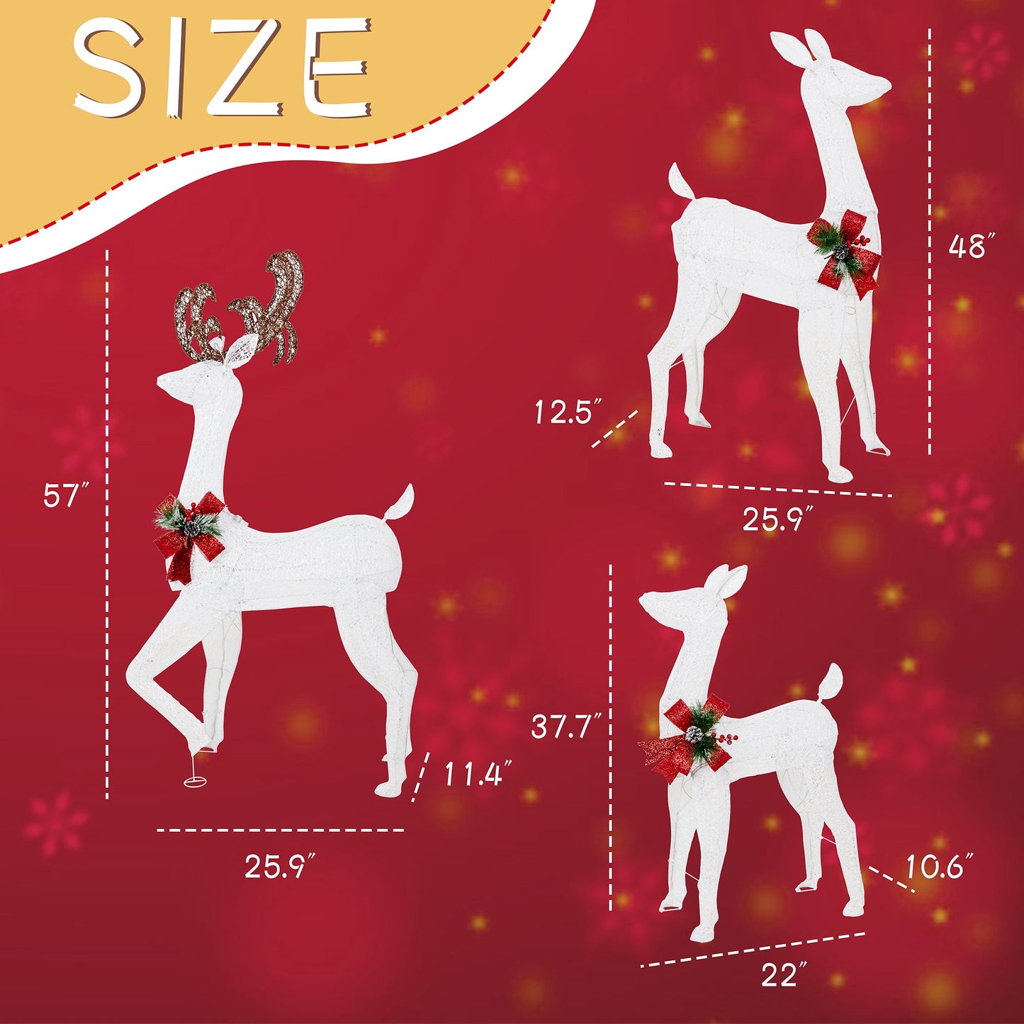 sobaniilowholesale LED Lighted Christmas Deer Family Display Set