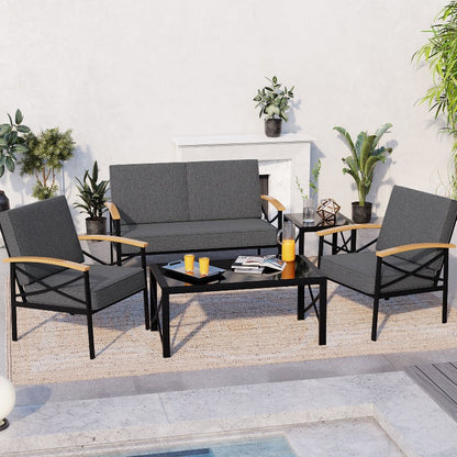 sobaniilowholesale Patio Furniture 5 Pieces Outdoor Metal Conversation Sets Chair Sets