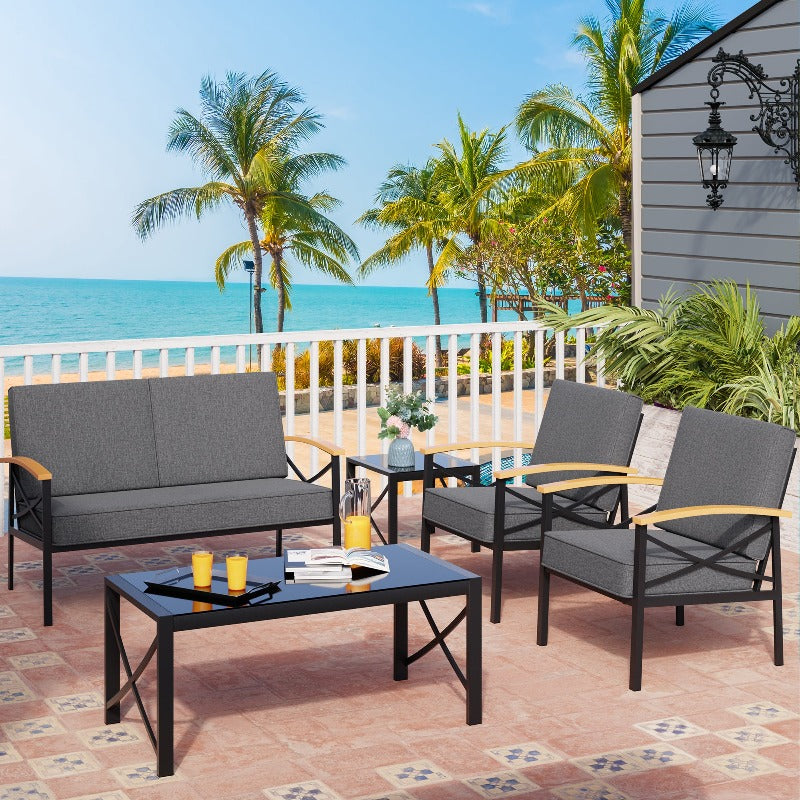 sobaniilowholesale Patio Furniture 5 Pieces Outdoor Metal Conversation Sets Chair Sets